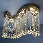 cheap Chandeliers-80cm LED Crystal Chandelier Modern Wave Design S Shaped Lantern Desgin Pendant Light Stainless Steel Electroplated 110-120V 220-240V