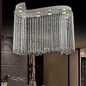 cheap Chandeliers-80cm LED Crystal Chandelier Modern Wave Design S Shaped Lantern Desgin Pendant Light Stainless Steel Electroplated 110-120V 220-240V