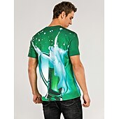 זול חולצות תלת-ממד-בגדי ריקוד גברים גראפי בירה חולצה חולצה קצרה שרוולים קצרים חולצה קצרה הדפסת תלת מימד צווארון עגול חולצה סגנון רחוב בסיסי יומי מועדונים צהוב אודם סגול קיץ ביגוד מידות גדולות S M L XL 2XL 3XL