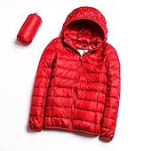 levne Puffer Jackets-dámská bunda s kapucí turistická péřová bunda duckdown zimní outdoor celorozepínací mikina s kapucí zateplená sbalitelná větruodolná ultra lehká (ul) bunda kabát top kemping lyže / snowboard rybaření červená modrá