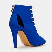 abordables Bottines-sandales à talons hauts à lanières bleues pour femmes - talons aiguilles à bout ouvert pour les fêtes et les occasions spéciales