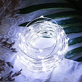 ieftine Conectat Electric-led zână șir lumini 50m-500 30m-300 20m-200 10m-100led-uri sârmă de cupru lumini cu telecomandă lumini de Crăciun lumini stelate reglabile pentru petrecere nuntă dormitor brad de Crăciun priză