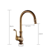 economico Rubinetti per lavello-rubinetto da cucina, ottone antico monocomando un foro beccuccio standard centerset rubinetti da cucina girevoli contemporanei con interruttore freddo e caldo