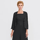 cheap Mother&#039;s Wraps-Mother&#039;s Wraps Bolero Coats / Jackets Elegant 3/4 Length Sleeve Floral Lace Wedding Guest Wraps With Lace For Fall Wedding Event Formal Party Spring &amp; Summer Only Wraps dress to impress 2025