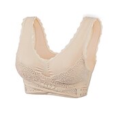 abordables Sostenes-Sujetadores deportivos de encaje de gran tamaño para mujer, sujetador sin aros con hebillas laterales cruzadas en la parte delantera, ropa deportiva para hacer yoga y hacer ejercicio en casa