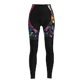 abordables Pantalons, shorts et jupes pour femmes-Femme Cuissard Long Collant Velo Vélo Pantalons Collants VTT Vélo tout terrain Vélo Route Des sports Graphic Botanique Floral Noël laid Chaud La peau 3 densités Respirable Séchage rapide Noir Rouge