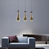 tanie Światła wysp-3-klastra lampa wisząca led downlight galwanizowane metalowe szkło nowoczesna minimalistyczna kolumna bąbelkowa z kryształem regulowana długa;