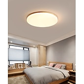 cheap Dimmable Ceiling Lights-26/38/48 cm LED Ceiling Light Nordic Wood Round Design Flush Mount Lights Nature Inspired 110-120V 220-240V