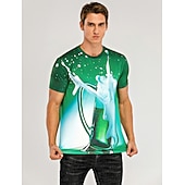 זול חולצות תלת-ממד-בגדי ריקוד גברים גראפי בירה חולצה חולצה קצרה שרוולים קצרים חולצה קצרה הדפסת תלת מימד צווארון עגול חולצה סגנון רחוב בסיסי יומי מועדונים צהוב אודם סגול קיץ ביגוד מידות גדולות S M L XL 2XL 3XL