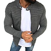 voordelige Casual Jassen-Voor heren Overgangsjack Vrijetijdsjas shacket Cardigan Alledaagse kleding Herfst Marine Rode Wijn Zwart Lichtgrijs Gewatteerd jack
