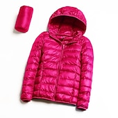 levne Puffer Jackets-dámská bunda s kapucí turistická péřová bunda duckdown zimní outdoor celorozepínací mikina s kapucí zateplená sbalitelná větruodolná ultra lehká (ul) bunda kabát top kemping lyže / snowboard rybaření červená modrá
