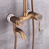 abordables Robinets de douche-robinet de douche, ensemble de système de douche - douchette incluse cascade extractible style vintage / pays montage en laiton antique à l&#039;extérieur vanne en céramique mitigeurs de bain douche