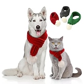 cheap For Pets-Dog Christmas Dog Scarf Cartoon Winter Dog Clothes Puppy Clothes Dog Outfits Green Gray Red Costume for Girl and Boy Dog Plush Fabric S M L, Christmas Gift for Dogs
