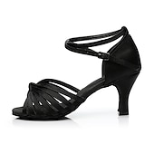 ieftine Pantofi Dans Latin-pantofi de dans latino din satin pentru femei - sandale cu toc înalt cu vârf deschis și bretele pentru glezne pentru salsa, sală de bal și tango