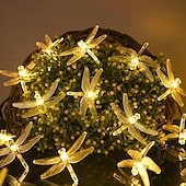 cheap Solar String Lights-Dragonfly Solar String Lights Outdoor 6.5M 30LEDs Waterproof Solar Fairy Lights 8 Modes Decorative Lights for Patio Garden Yard Fence Wedding Christmas Party Warm White RGB Multicolor