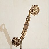 cheap Bathtub Faucets-Bathtub Faucet - Retro Antique Brass Wall Installation Ceramic Valve Bath Shower Mixer Taps / Country / Single Handle / Yes / Rain Shower / Handshower Included