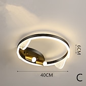 cheap Dimmable Ceiling Lights-40cm LED Ceiling Light Nordic Modern Black Gold Circle Design Flush Mount Lights Metal Painted Finishes Nature Inspired 220-240V