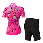 abordables Conjuntos de Ropa de Mujer-Mujer Maillot de Ciclismo con Culotte Manga Corta MTB Bicicleta Montaña Ciclismo Carretera Verano Primavera Otoño Amarillo Rosa Rojo Rayas Estampado Flores Botánica Flor Gracioso Bicicleta Filtro