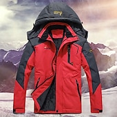 preiswerte Sportjacke-Herren Hoodie-Jacke Wanderjacke Skijacke Winter Draussen Winter Draussen Volltonfarbe warm halten Wasserdicht Windundurchlässig Fleece-Futter Oberbekleidung Windjacken Mantel Campen und Wandern Jagd