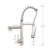 economico Rubinetti per lavello-Rubinetto da cucina, doccetta estraibile montata sul ponte in ottone cromato Rubinetti da cucina contemporanei con interruttore caldo e freddo