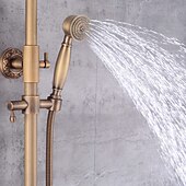 billiga Duschkranar-duschkran, duschsystemset handdusch ingår utdragbar vattenfall vintagestil/country mässingsfäste utanför keramisk ventil badkar duschblandare