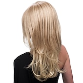 billige eldre parykk-grå parykker for kvinner syntetisk parykk krøllet naturlig rett med pannelugg parykk blond middels lengde lys blond sølvgrå blond syntetisk hai
