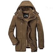 preiswerte Herrenjacken &amp; Herrenmäntel-Herren Wintermantel Fleecejacke Warm Verdicken Outdoor Freizeitskleidung Feste Farbe Oberbekleidung Bekleidung Blau Grün Kaki