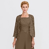 cheap Mother&#039;s Wraps-Mother&#039;s Wraps Bolero Coats / Jackets Elegant 3/4 Length Sleeve Floral Lace Wedding Guest Wraps With Lace For Fall Wedding Event Formal Party Spring &amp; Summer Only Wraps dress to impress 2025