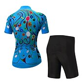 abordables Conjuntos de Ropa de Mujer-Mujer Maillot de Ciclismo con Culotte Manga Corta MTB Bicicleta Montaña Ciclismo Carretera Verano Primavera Otoño Amarillo Rosa Rojo Rayas Estampado Flores Botánica Flor Gracioso Bicicleta Filtro