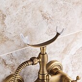 cheap Shower Faucets-Shower Faucet Set Brass with Bathtub Spout Shower System, 2 Knob Handle Telephone Style Heldhand Showerhand 1.5m Hose Wall Mounted Tap