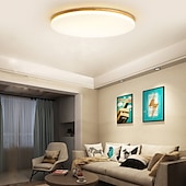 cheap Dimmable Ceiling Lights-26/38/48 cm LED Ceiling Light Nordic Wood Round Design Flush Mount Lights Nature Inspired 110-120V 220-240V