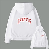 baratos Moletons masculinos com capuz-Homens Letra Moletom Moletons Moletom Manga Longa Moletom com capuz Com Capuz Legal Para Noite Scarlet antes e depois Grande vermelho antes de grande Inverno Designer