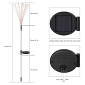 billige Landskapslys-solar fyrverkeri sti lys utendørs 2x 1x led stake lys for gangvei hage bakgård landskap dekorasjon 120leds fe julelys for hage gate gård plen nyttårsfest ip65 vanntett