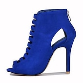 abordables Bottines-sandales à talons hauts à lanières bleues pour femmes - talons aiguilles à bout ouvert pour les fêtes et les occasions spéciales