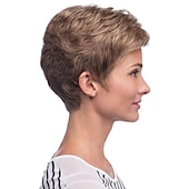 cheap Older Wigs-Synthetic Wig Wavy Short Brown Wigs Pixie Cut Wigs