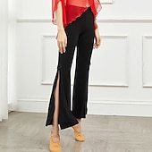cheap Ballroom Dancewear-Ballroom Dance Pants Split Solid Women&#039;s Training Performance Sleeveless Natural Modal