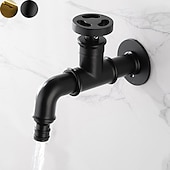 economico Da muro-rubinetto esterno, rubinetto a parete in stile industriale, rubinetto da cucina classico installato a parete nero / oro solo con acqua fredda