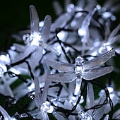 cheap Solar String Lights-Dragonfly Solar String Lights Outdoor 6.5M 30LEDs Waterproof Solar Fairy Lights 8 Modes Decorative Lights for Patio Garden Yard Fence Wedding Christmas Party Warm White RGB Multicolor