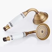 cheap Shower Faucets-Shower Faucet Set - Rainfall Shower Vintage Style Antique Brass Mount Outside Ceramic Valve Bath Shower Mixer Taps