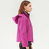 baratos Fleece &amp; Casacos 3 em 1-casaco feminino de caminhada softshell casaco com capuz casaco de lã de inverno impermeável exterior cor sólida térmica quente à prova de vento leve forro de lã casaco impermeável casaco de esqui escalada