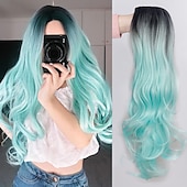 baratos Perucas Sintéticas-Perucas de Cosplay Onda Profunda Franja Lisa Peruca Longo A1 A2 A3 A4 A5 Cabelo Sintético Mulheres Clássico Moda Vermelho Preta