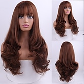 voordelige Synthetische pruiken-Synthetische pruiken Body Golf Middelste stuk Machinegemaakt Pruik Roze Lang A1 A2 A3 A4 A5 Synthetisch haar Dames Klassiek Modieus Roze Rood / Alledaagse kleding
