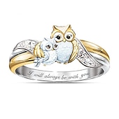 economico Gioielli di tendenza-anello di dichiarazione delle donne mamma ti ama per sempre intarsiato zircone femminile anello tartaruga gufo fiore unicorno anello donne ragazze regalo gioielli (delfino, 6)