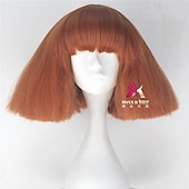 abordables Perruques de fête-perruque synthétique lady gaga perruque courte droite marron foncé gris argenté blond foncé rose vert cheveux synthétiques 12 pouces femmes confortables duveteuses rouge rose perruques de carnaval