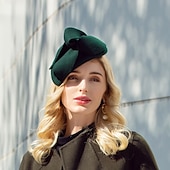 abordables Tocados-Tocados elegantes para mujer, sombrero Derby de Kentucky, sombreros de lana, tocado clásico de copa Melbourne de color sólido