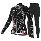 economico Set di abbigliamento da donna-Per donna Manica lunga Maglia con pantaloni da ciclismo Gonna da ciclismo Estate Licra Poliestere Verde Nero Viola Divertente Bicicletta Completo tuta Pad 3D Traspirante Resistente ai raggi UV
