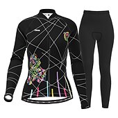 economico Set di abbigliamento da donna-Per donna Manica lunga Maglia con pantaloni da ciclismo Gonna da ciclismo Estate Licra Poliestere Verde Nero Viola Divertente Bicicletta Completo tuta Pad 3D Traspirante Resistente ai raggi UV