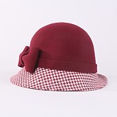 お買い得  パーティーハット-帽子 ヘッドピース ウール ボーラーハット バケットハット カジュアル カクテルパーティー ケンタッキーダービー レディースデー メルボルンカップ ビンテージ エレガント と リボン かぶと 帽子