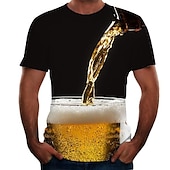 preiswerte 3D-T-Shirts-Herren Graphic 3D Bier T Shirt Tee Kurzarm T-Shirt 3D-Druck Rundhalsausschnitt Hemd Basic Komfortabel Groß und hoch Ausgehen Wochenende Oktoberfest Schwarz Rosa Rote Frühling Sommer Bekleidung