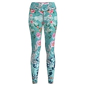economico leggings 3d-Per donna Pantaloni da yoga Sollevamento glutei Controllo addominale Vita Alta Allenamento in Palestra Corsa Fitness Collant Leggings Paisley Stampa Verde Autunno Inverno Gli sport Abbigliamento